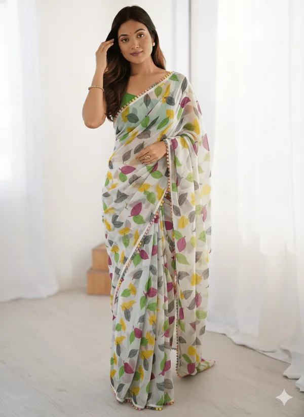Light_Green_Heavy_Chiffon_Saree_For_Women
