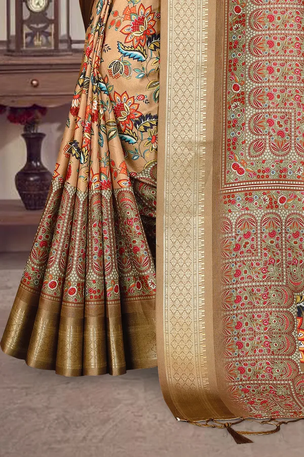 Brown_Cotton_Silk_Digital_Print_&_Jacquard_Border_With_Fancy_Latkan_Saree_For_Women