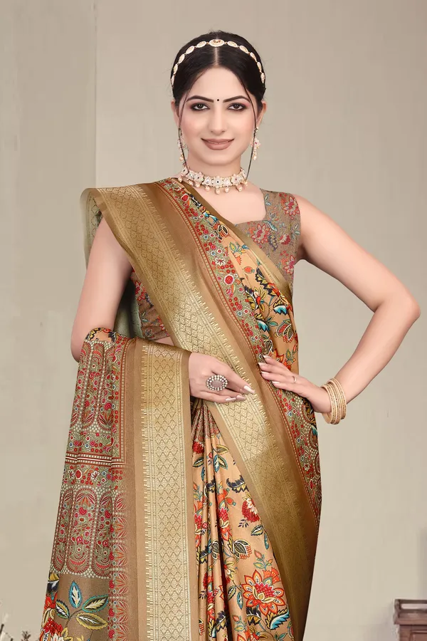 Brown_Cotton_Silk_Digital_Print_&_Jacquard_Border_With_Fancy_Latkan_Saree_For_Women