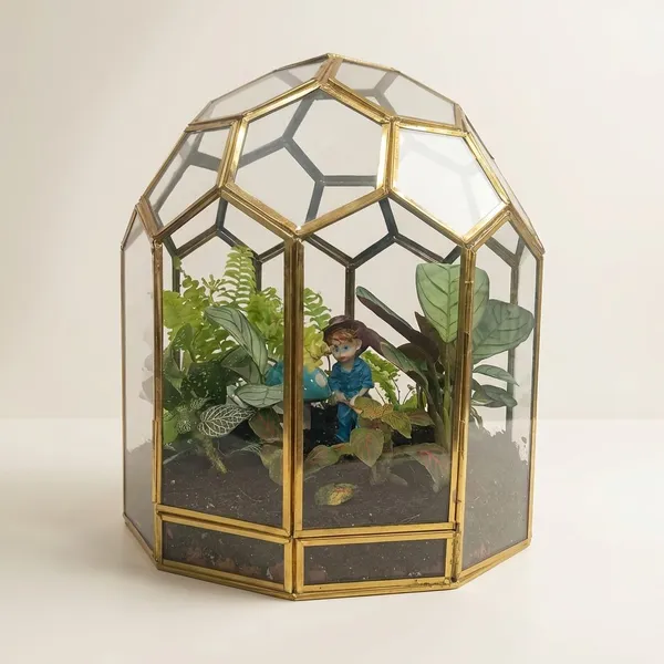 Golden_metal_Ignou_Terrarium_With_live_Plants