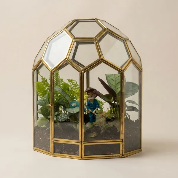 Golden_metal_Ignou_Terrarium_With_live_Plants