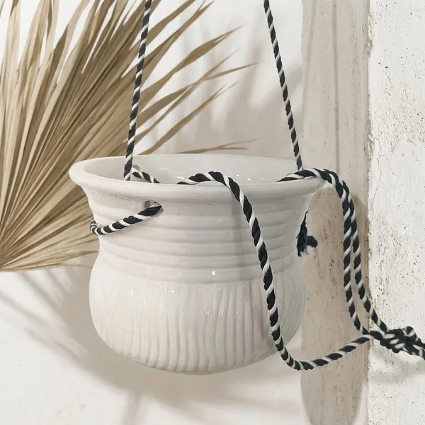 Hanging_Matki_Ceramic_Planter_White