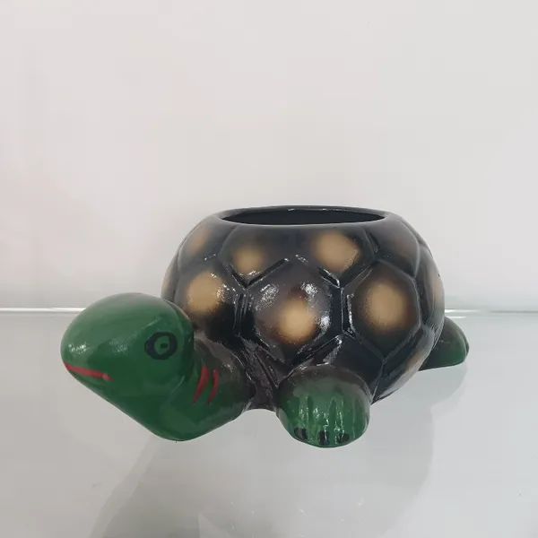 Greenstride_green_black_ceramic_tortoise_planter