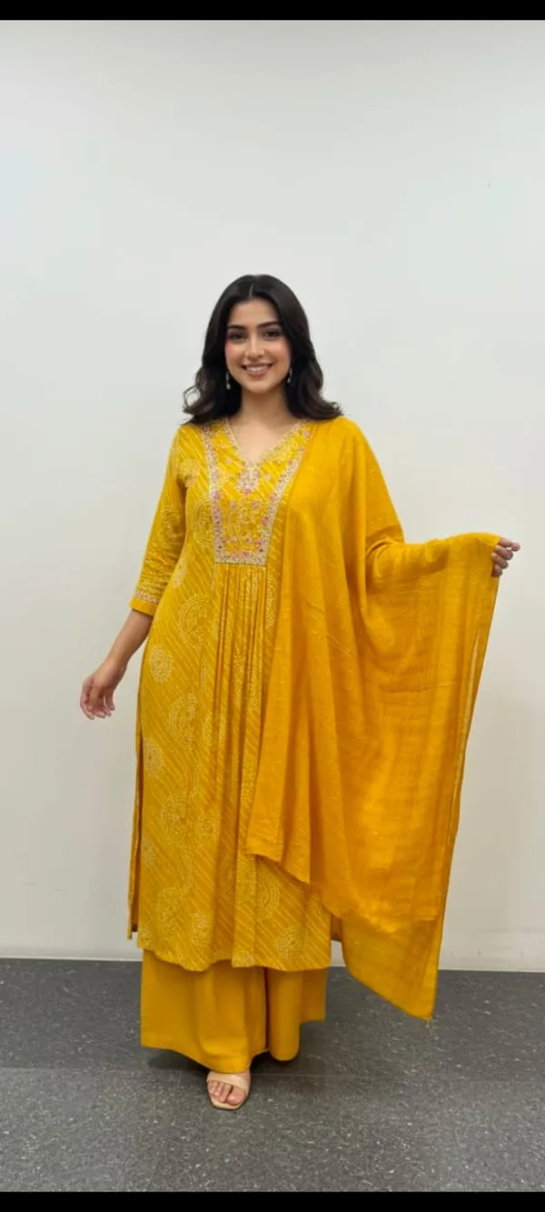 Yellow_Muslin_Fabric_Sunlit_Festive_3_Piece_Kurta_Pant_Set_For_Women