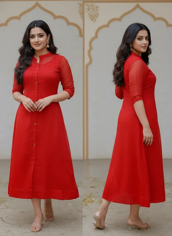 Elegant_red_A-line_dress_with_mandarin_neckline