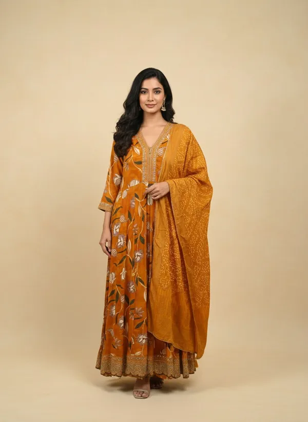 Saffron_Pure_Muslin_Fabric_Saffron_Garden_Heritage_Anarkali_3_Piece_Set_For_Women