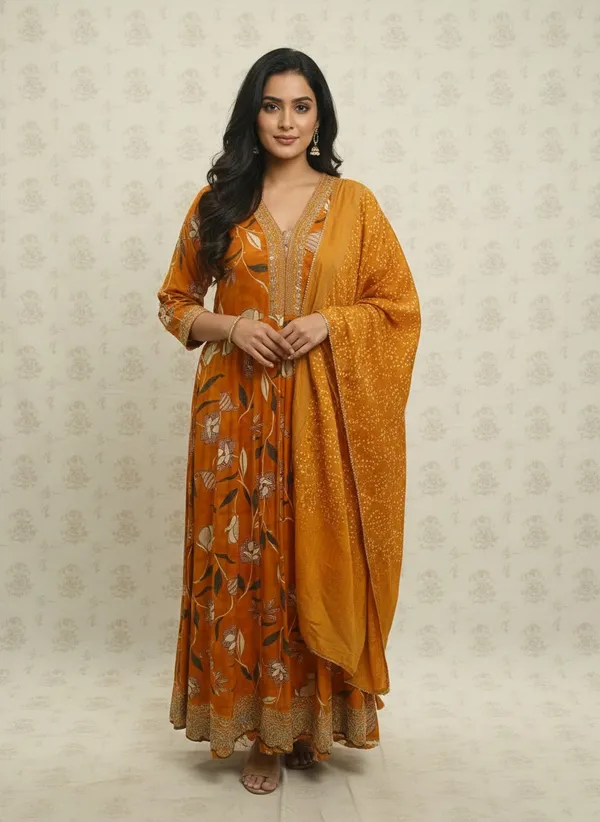 Saffron_Pure_Muslin_Fabric_Saffron_Garden_Heritage_Anarkali_3_Piece_Set_For_Women