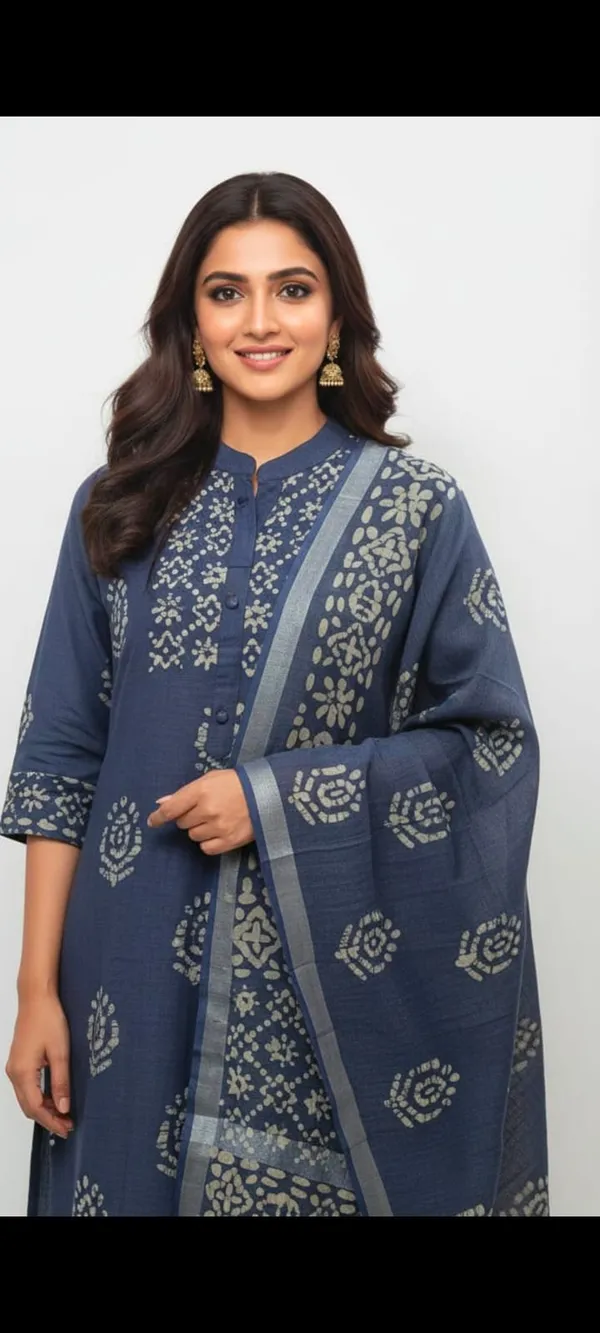 Bhagalpuri_Print_Teal_Ethnic_Kurta_Set_in_Cotton_Fabric
