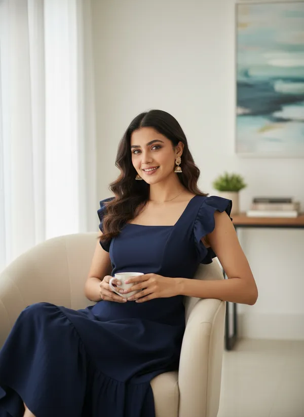 Elegant_navy_blue_midi_dress_with_soft_ruffled_cap_sleeves