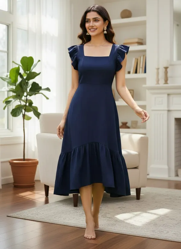 Elegant_navy_blue_midi_dress_with_soft_ruffled_cap_sleeves