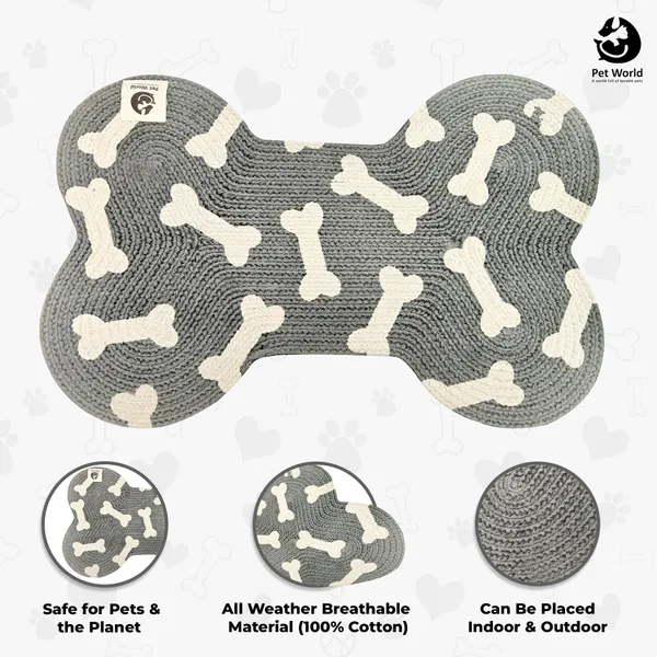 Grey_Premium_Bone_Shape_Cotton_Mat_Bones_For_All_Pets