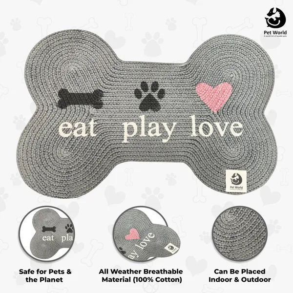 Grey_Premium_Bone_Shape_Cotton_Mat_For_All_Pets