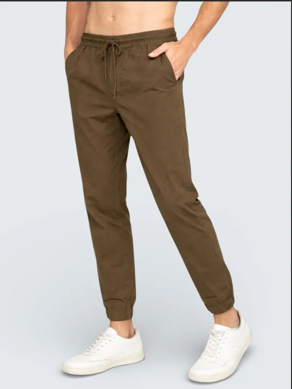 Khaki_Cotton_Blend_Relaxed_Fit_Casual_Jogger_For_Men