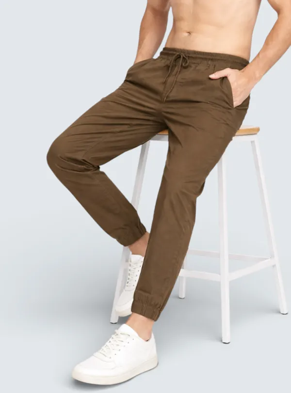 Khaki_Cotton_Blend_Relaxed_Fit_Casual_Jogger_For_Men