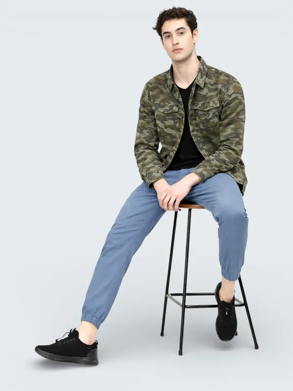Aqua_Blue_Cotton_Blend_Relaxed_Fit_Casual_Jogger_For_Men
