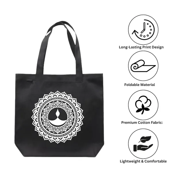 Black_Festive_Season_Special_Mandala_Art|_Tote_Bag__Stylish_Printed_Zipper_Closure_Shoulder_Bag_For_College,_Office,_Travel_&_Shopping_|_Cotton_Fabric_|_Proudly_Made_In_India,_For_Unisex