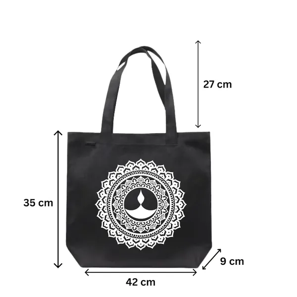 Black_Festive_Season_Special_Mandala_Art|_Tote_Bag__Stylish_Printed_Zipper_Closure_Shoulder_Bag_For_College,_Office,_Travel_&_Shopping_|_Cotton_Fabric_|_Proudly_Made_In_India,_For_Unisex