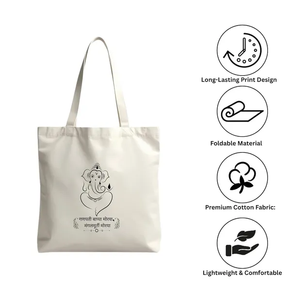 White_Festive_Season_Special|Ganesh_Ji_Diwali_Tote_Bag__|_Stylish_Printed_Shoulder_Bag_For_College,_Office,_Travel_&_Shopping_|_Cotton_Fabric_|_Proudly_Made_In_India,_For_Unisex