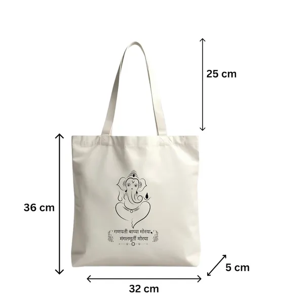 White_Festive_Season_Special|Ganesh_Ji_Diwali_Tote_Bag__|_Stylish_Printed_Shoulder_Bag_For_College,_Office,_Travel_&_Shopping_|_Cotton_Fabric_|_Proudly_Made_In_India,_For_Unisex