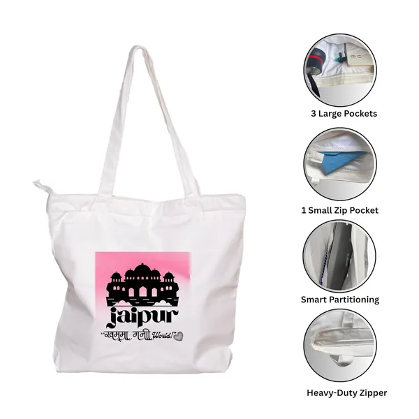 White_Trending_Large_Canvas_Tote_Bag__|_Cotton_Shoulder_Zipper_Bag_For_Office,_College,_Shopping_&_Daily_Use_|_15Kg_Load_Capacity_|_Waterproof_Lining|Organiser_Bag_(Zpcv-02Ow)_For_Unisex