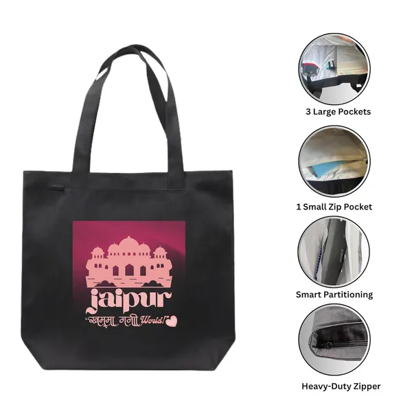 Black_Trending_Large_Canvas_Tote_Bag__|_Stylish_Cotton_Shoulder_Zipper_Bag_For_Office,_College,_Shopping_&_Daily_Use_|_15Kg_Load_Capacity_|_Waterproof_Lining|Organiser_Bag_(Zpcv-02B)_For_Unisex