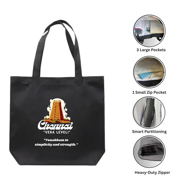 Black_Trending_Large_Canvas_Tote_Bag__|_Stylish_Cotton_Shoulder_Zipper_Bag_For_Office,_College,_Shopping_&_Daily_Use_|_15Kg_Load_Capacity_|_Waterproof_Lining|Organiser_Bag_(Zpcv-03B)_For_Unisex