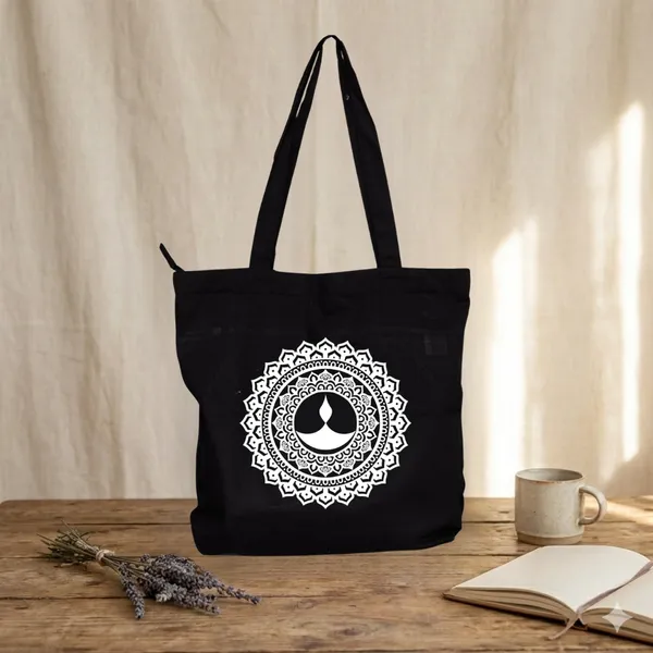 Black_Festive_Season_Special_Mandala_Art|_Tote_Bag__Stylish_Printed_Zipper_Closure_Shoulder_Bag_For_College,_Office,_Travel_&_Shopping_|_Cotton_Fabric_|_Proudly_Made_In_India,_For_Unisex