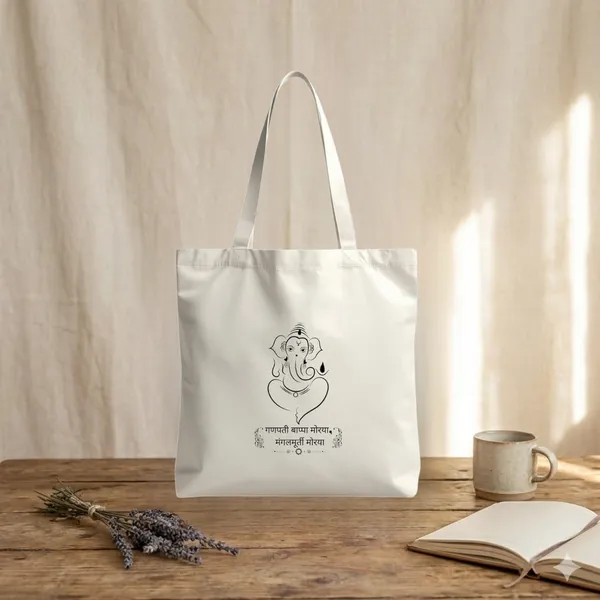 White_Festive_Season_Special|Ganesh_Ji_Diwali_Tote_Bag__|_Stylish_Printed_Shoulder_Bag_For_College,_Office,_Travel_&_Shopping_|_Cotton_Fabric_|_Proudly_Made_In_India,_For_Unisex