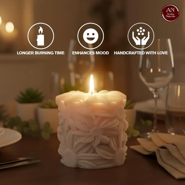 White_Handcrafted_Soy_Wax_Candle_Sunflower_Shape_Scented_Candle_With_Fragrance