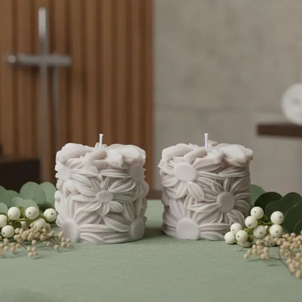 White_Handcrafted_Soy_Wax_Candle_Sunflower_Shape_Scented_Candle_With_Fragrance