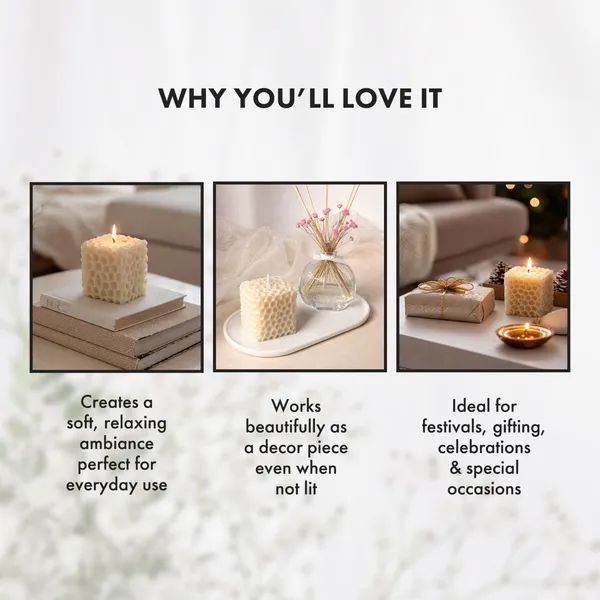 White_Handmade_Soy_Wax_Scented_Candles_Honeycomb_Design_With_Fragrance_Pack_Of_2