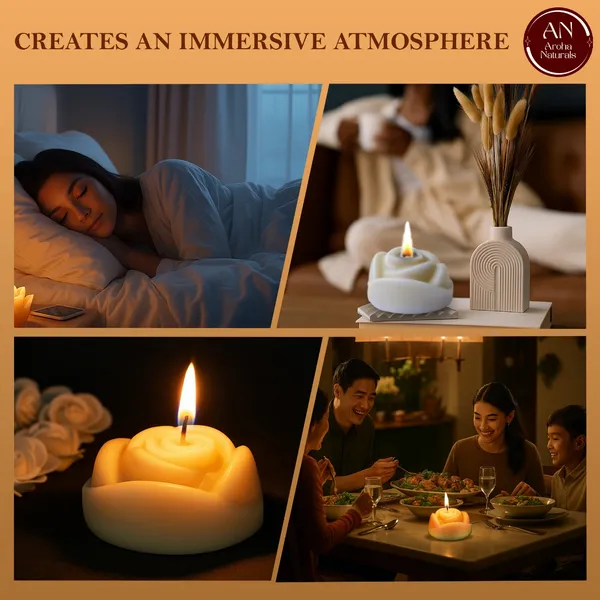 White_Soy_Wax_Scented_Rose_Shape_Mulberry_Vanilla_Candle_Pack_Of_2