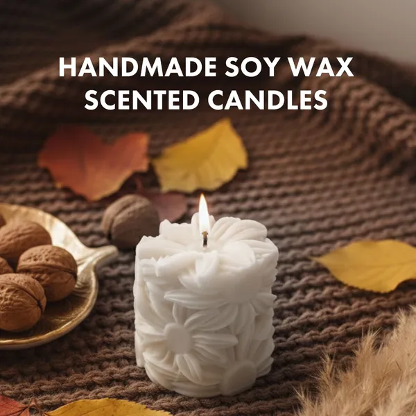 White_Handcrafted_Soy_Wax_Candle_Sunflower_Shape_Scented_Candle_With_Fragrance