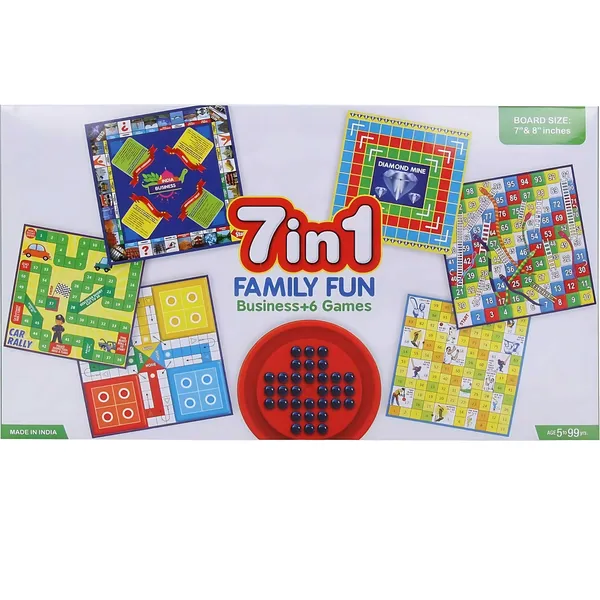 7_in_1_Family_Fun_Board_Game_Set_-_India_Business_plus_6_Classic_Games_Combo_Pack_for_Kids_&_Adults_(Board_Size_7"_&_8"_Inches)