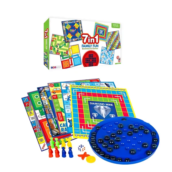 7_in_1_Family_Fun_Board_Game_Set_-_India_Business_plus_6_Classic_Games_Combo_Pack_for_Kids_&_Adults_(Board_Size_7"_&_8"_Inches)