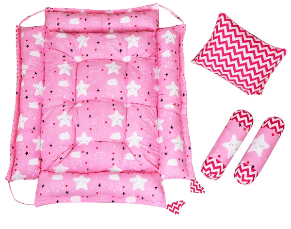Pink_3_Pillows_Cotton_Baby_Bed_for_0-6_Month_BB06