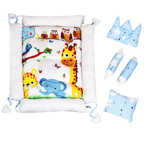 Multicolor_4_Pillows_Cotton_Baby_Bed_for_0-6_Month_BB07
