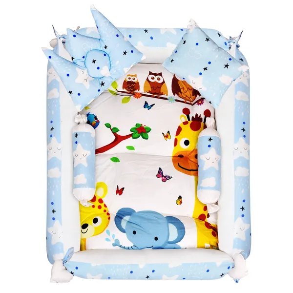 Multicolor_4_Pillows_Cotton_Baby_Bed_for_0-6_Month_BB07