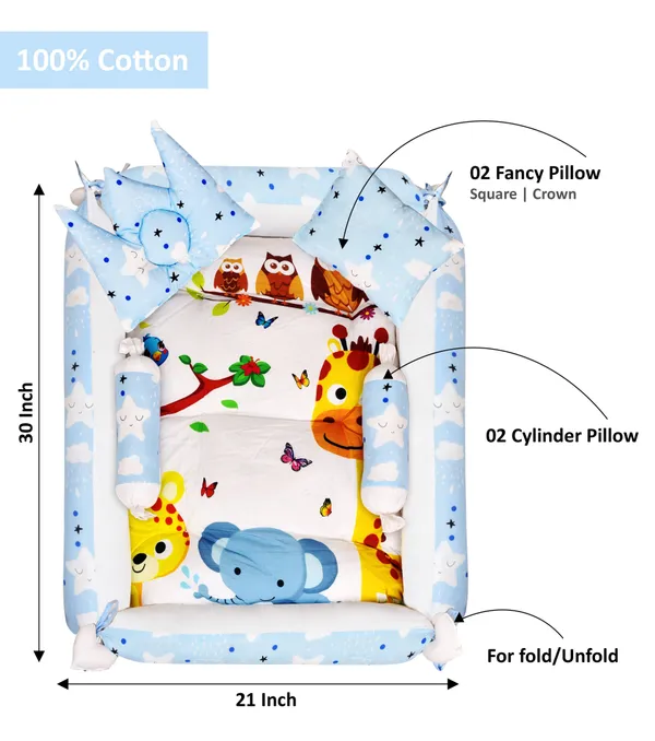 Multicolor_4_Pillows_Cotton_Baby_Bed_for_0-6_Month_BB07