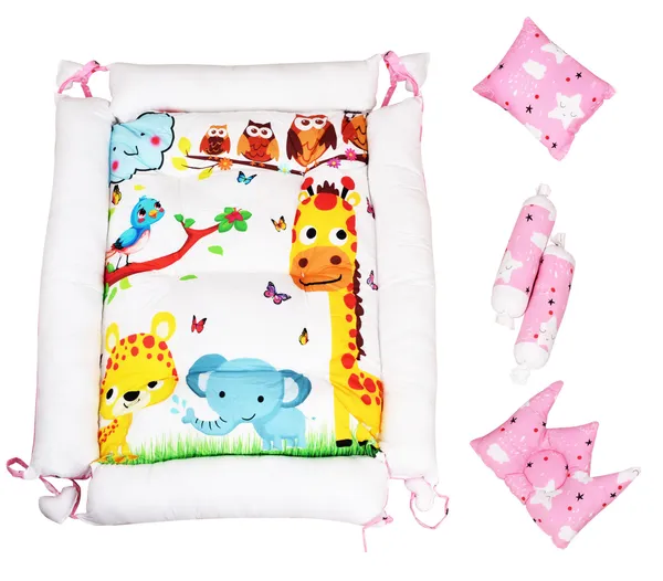 Multicolor_4_Pillows_Cotton_Baby_Bed_for_0-6_Month_BB08