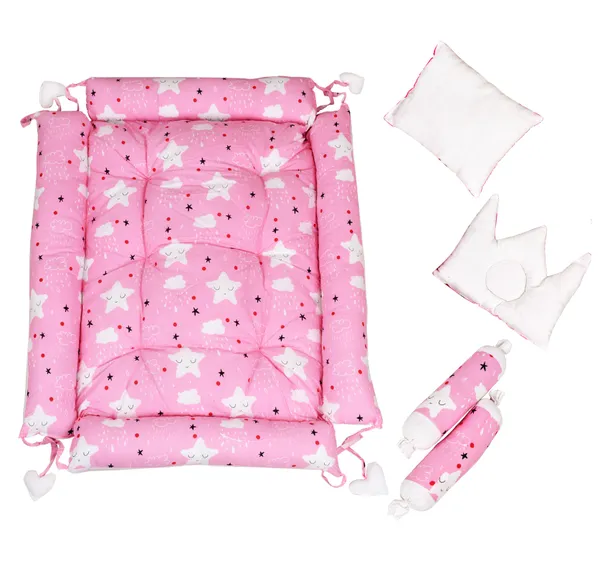 Multicolor_4_Pillows_Cotton_Baby_Bed_for_0-6_Month_BB08
