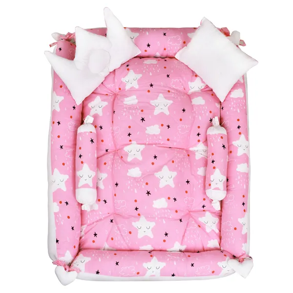 Multicolor_4_Pillows_Cotton_Baby_Bed_for_0-6_Month_BB08