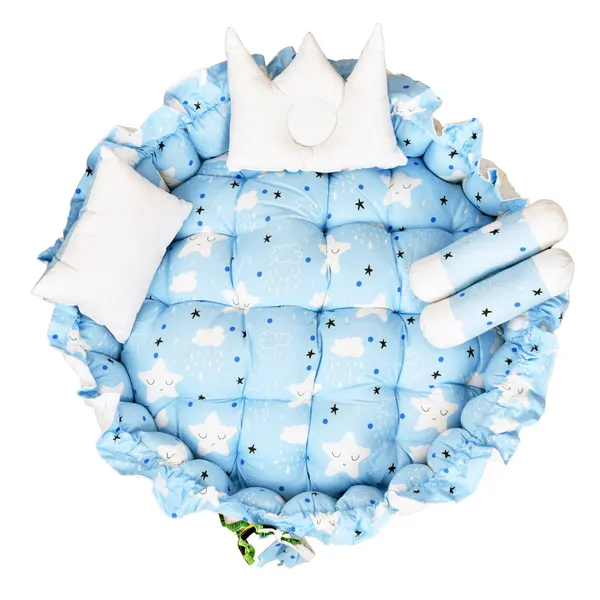 Multicolor_4_Pillows_Cotton_Baby_Bed_for_0-6_Month_BB09