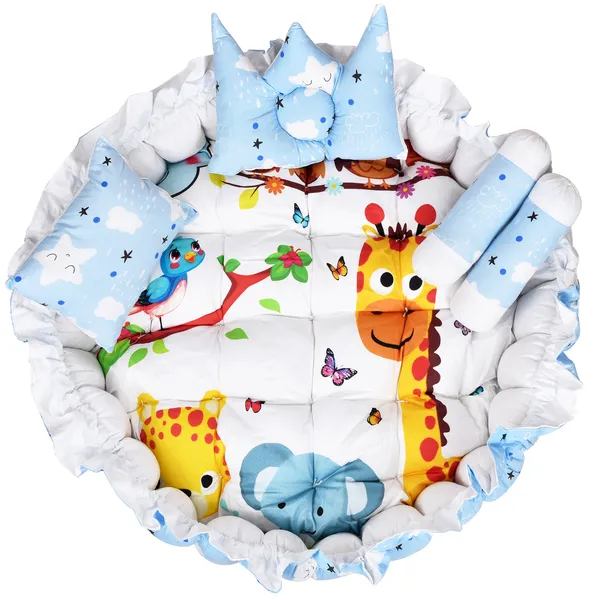 Multicolor_4_Pillows_Cotton_Baby_Bed_for_0-6_Month_BB09