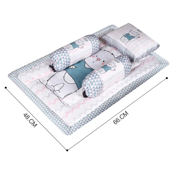 Grey_3_Pillows_&_Teddy_Bear_Character_Cotton_Baby_Bed_for_0-1_Year_BB106