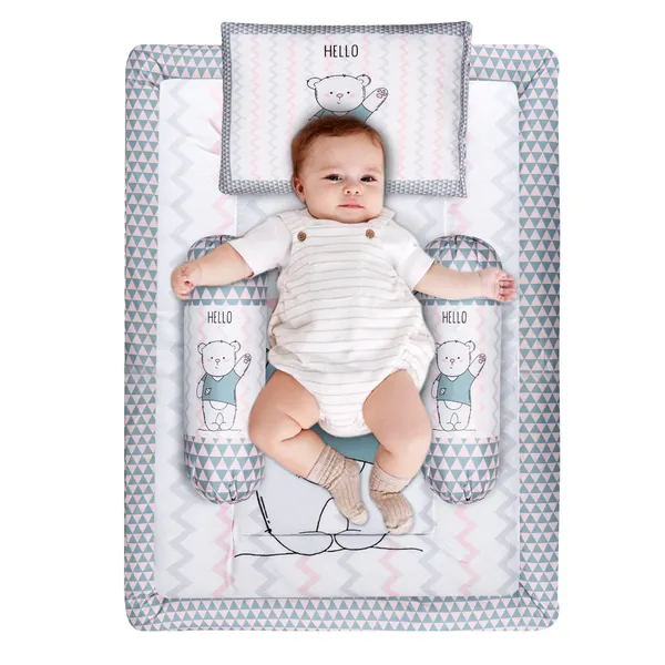 Grey_3_Pillows_&_Teddy_Bear_Character_Cotton_Baby_Bed_for_0-1_Year_BB106