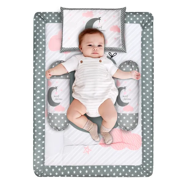 Grey_3_Pillows_&_Moon_Cotton_Baby_Bed_for_0-1_Year_BB107