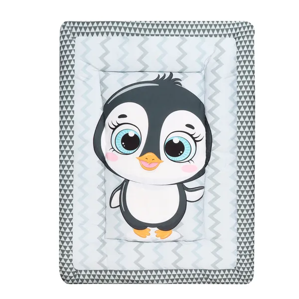 Grey_3_Pillows_&_Penguine_Print_Cotton_Baby_Bed_for_0-1_Year_BB108
