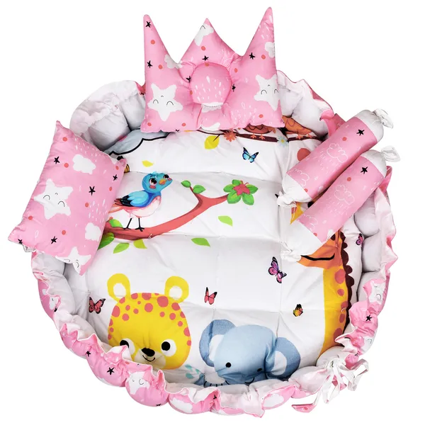 Multicolor_4_Pillows_Cotton_Baby_Bed_for_0-6_Month_BB10