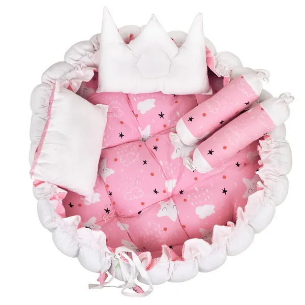 Multicolor_4_Pillows_Cotton_Baby_Bed_for_0-6_Month_BB10